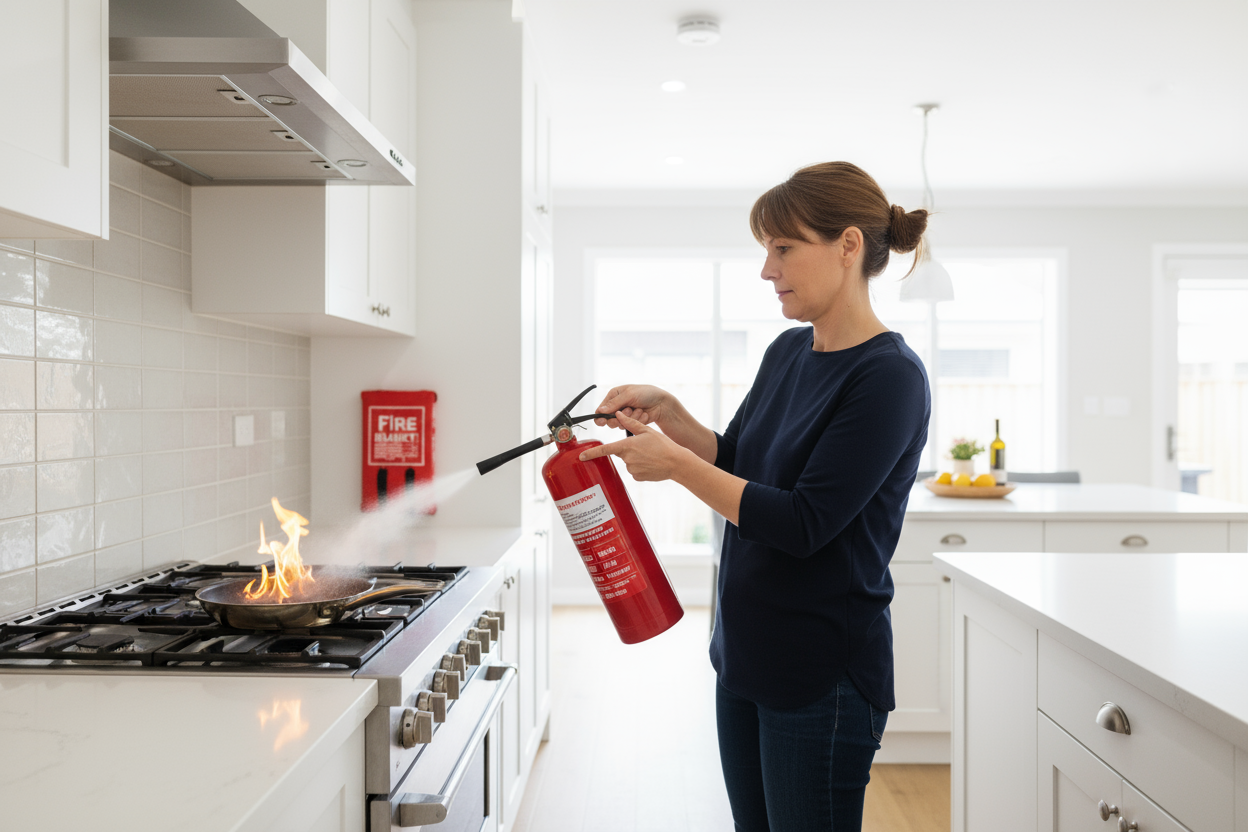 I want someone putting out a fire in their home safely 